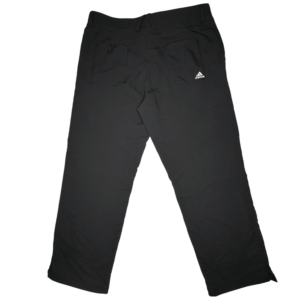 Adidas Golf Pants Mens 36x32 Black Performance Athletic Logo Slit Hem